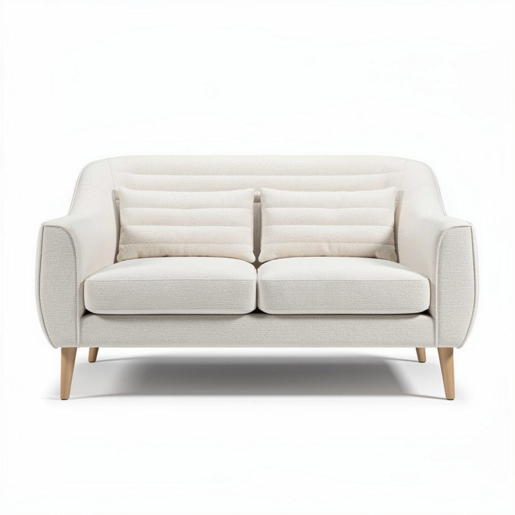 Divano bianco in tessuto con cuscini sfoderabili 190 x 90 x 85cm