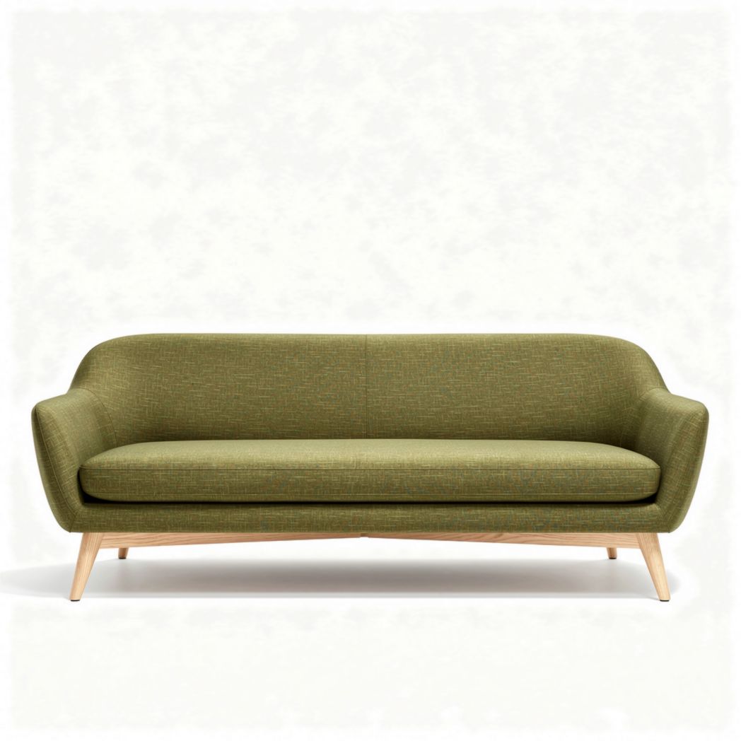 Divano verde scuro in tessuto con struttura in legno dimensioni 180 x 85 x 75cm