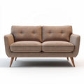 Divano moderno in tessuto marrone con piedi in legno 150 x 75 x 85cm