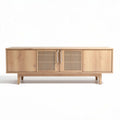 mobile tv stand in legno naturale con finiture scanalate 150 x 45 x 60cm