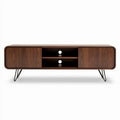 Mobiletto soggiorno in legno di noce 150 x 40 x 50 cm con ripiani e ante scorrevoli