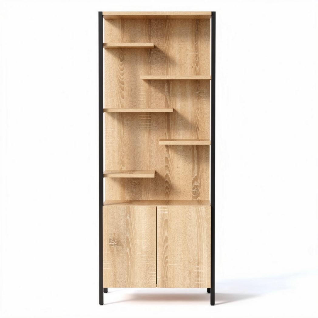 Mobiletto progettato in legno di rovere con ripiani e armadietto 30 x 60 x 180cm