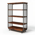 Scaffale in metallo e legno di acacia per soggiorno dimensioni 90 x 40 x 180cm