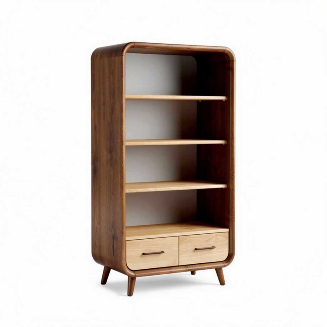 Libreria in legno di rovere scuro con ante e ripiani 80 x 40 x 150cm