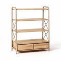 Mobile a scaffale in legno e metallo con due cassetti 80 x 30 x 120 cm
