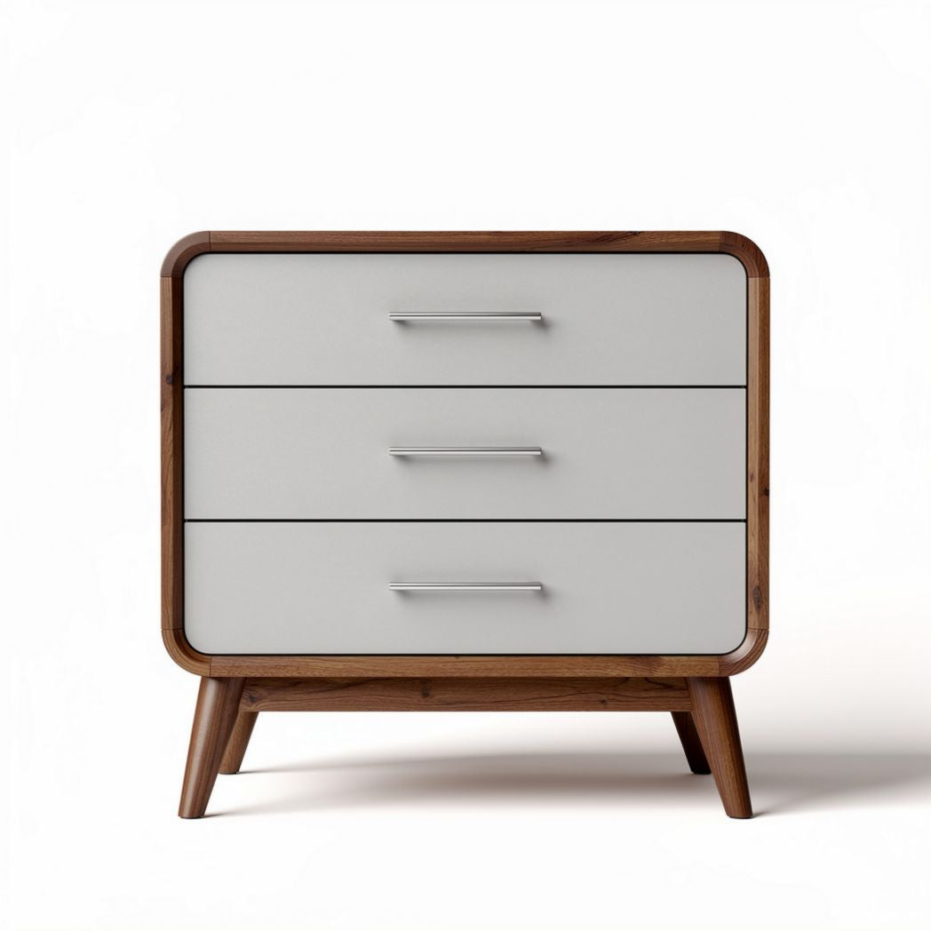 Comò moderno con struttura in legno e cassetti grigi dimensioni 50 x 40 x 30cm