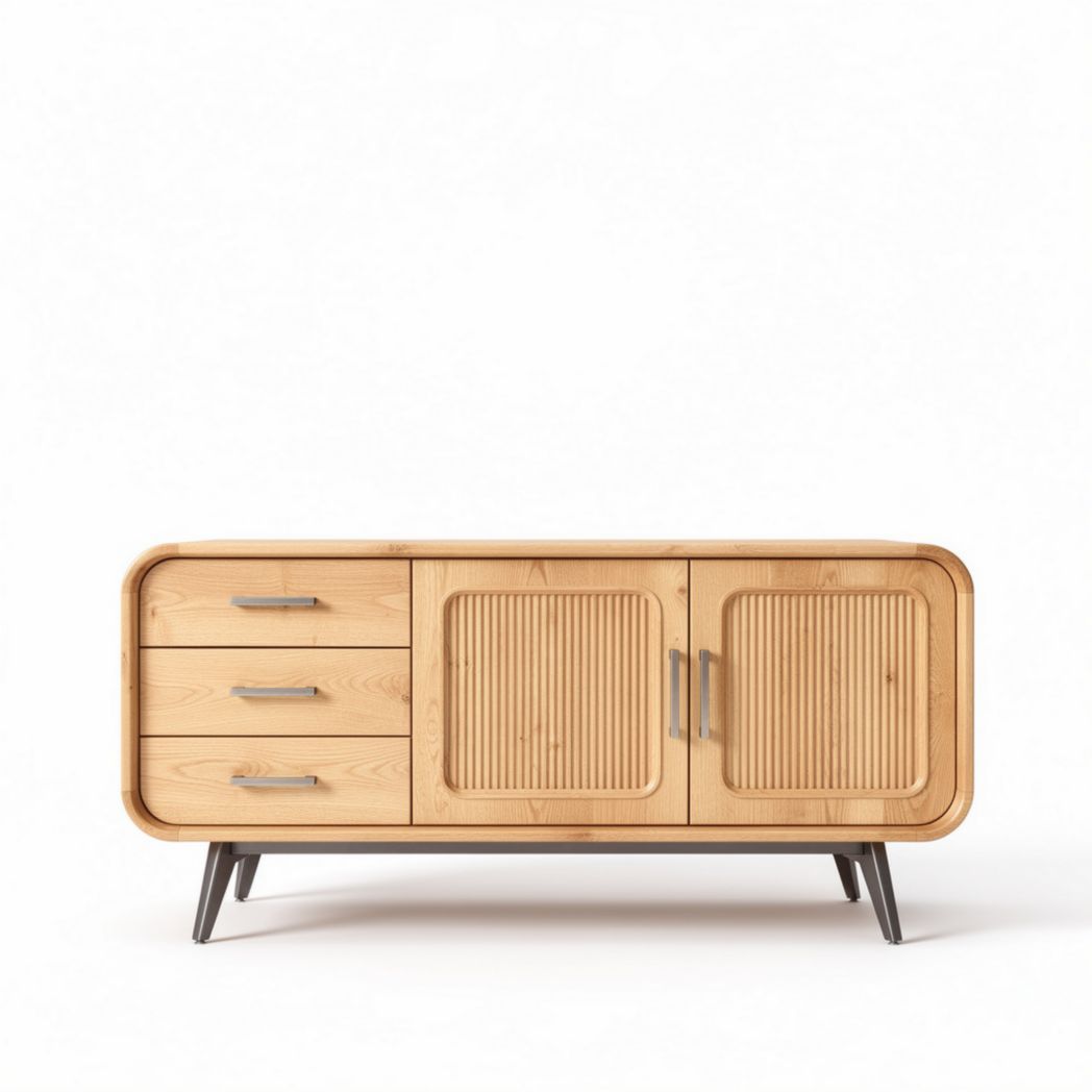 Mobiletto in legno di rovere con 3 cassetti e 2 ante dimensioni 150 x 45 x 70cm
