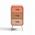 Comò moderno in metallo rosa con 3 cassetti in legno 40 x 60 x 20cm