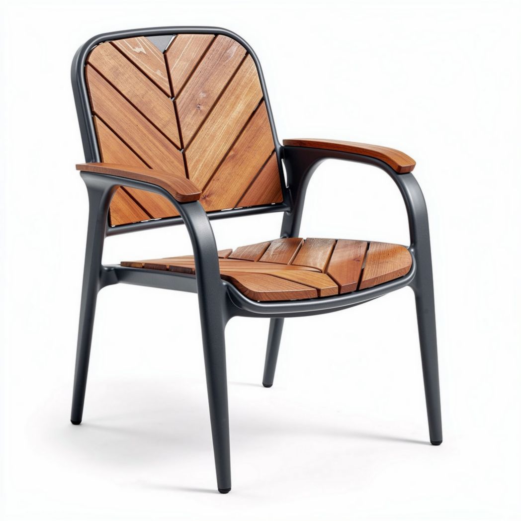 Sedia da giardino in legno colorato con struttura in metallo 80 x 60 x 90cm