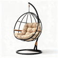 Poltrona sospesa in metallo nero cuscino beige 85 x 85 x 115cm