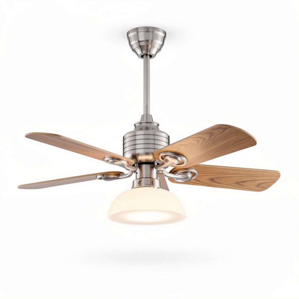Ventilatore a soffitto con lampada in metallo e legno 30 x 30 x 40cm